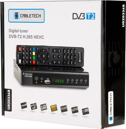 Sintonizador e Descodificador TDT Cabletech URZ0336B – DVB-T2 / H.265 HEVC Full HD 1080p