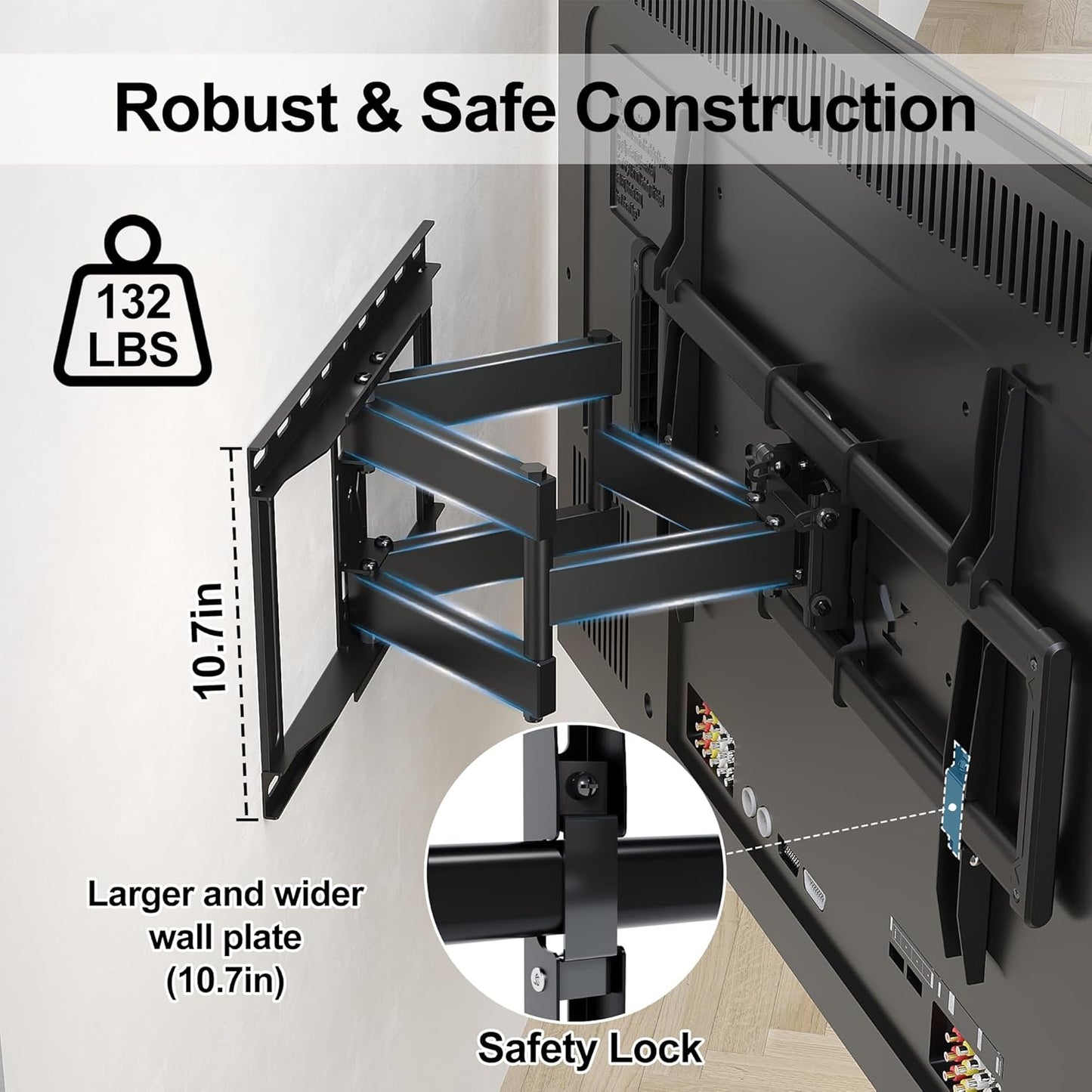 Suporte de Parede TV Bontec Full-Motion - Articulado - VESA 600x400 (Até 60kg)