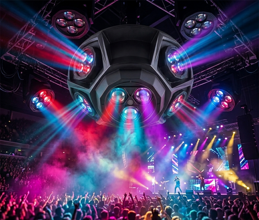Moving Head LED Spider Ball 3×4 RGBW — Rotação 360° Infinita | DMX | Efeito Feixe Multicolor