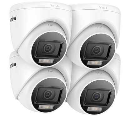 Kit 4 Câmaras de Vigilância CCTV Annke – Lente 3.6mm HD com Luz Branca e Visão Noturna