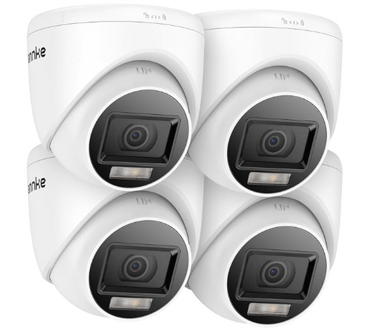 Kit 4 Câmaras de Vigilância CCTV Annke – Lente 3.6mm HD com Luz Branca e Visão Noturna