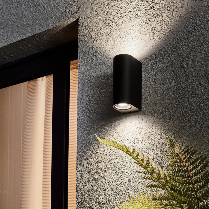 Aplique de Parede Exterior Duplo GU10 IP54 Preto
