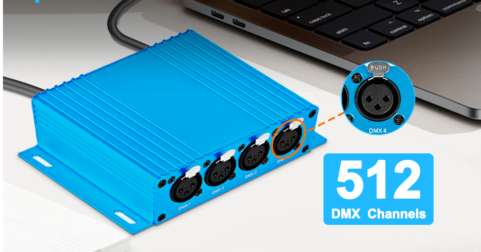 Interface Art-Net para DMX, 4 universos / 512 canais, Ethernet