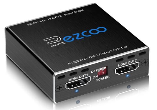 Splitter HDMI 2.0 1x2 4K@60Hz HDR HDCP2.2 com EDID e Downscaler – EZCOO
