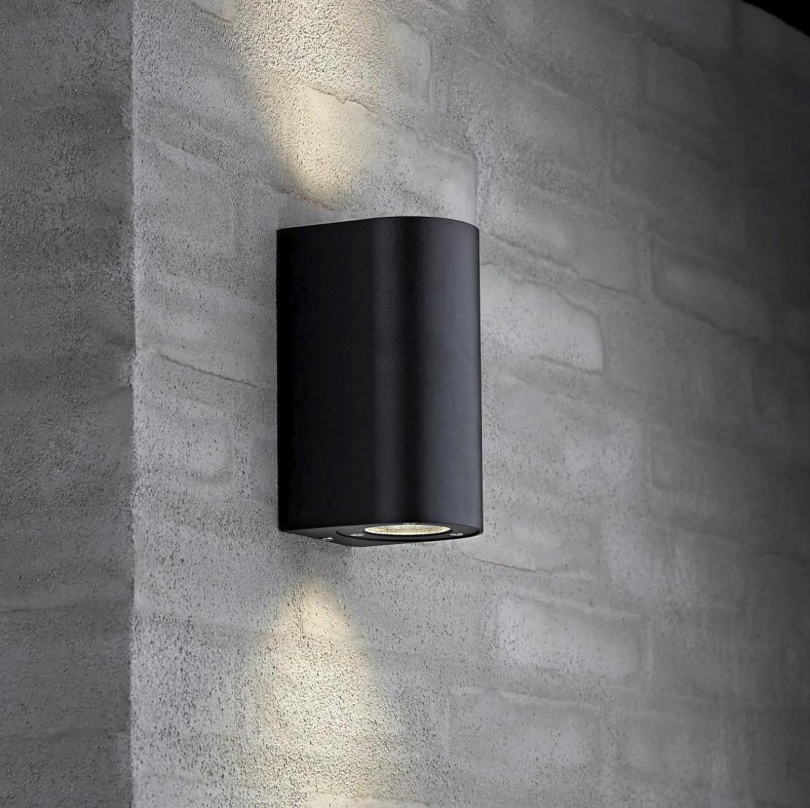 Aplique de Parede Exterior Duplo GU10 IP54 Preto