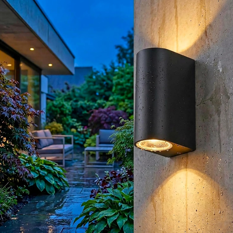 Aplique de Parede Exterior Duplo GU10 IP54 Preto