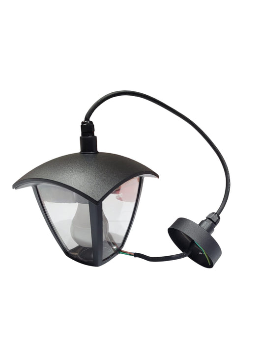 Candeeiro Pendente Exterior Tipo Lanterna E27 Preto IP44