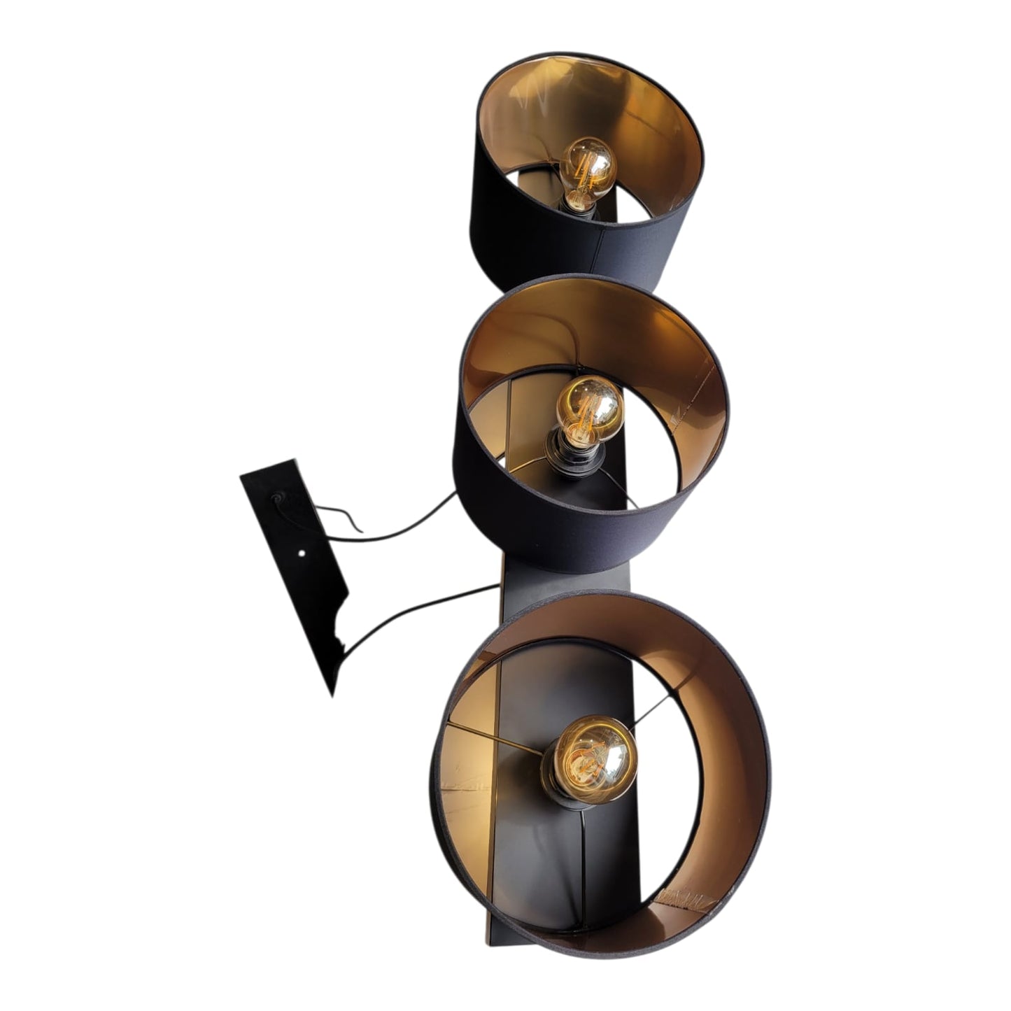 Candeeiro Suspenso 3 Luzes E27 Preto/Dourado – Gnetic Glass J933