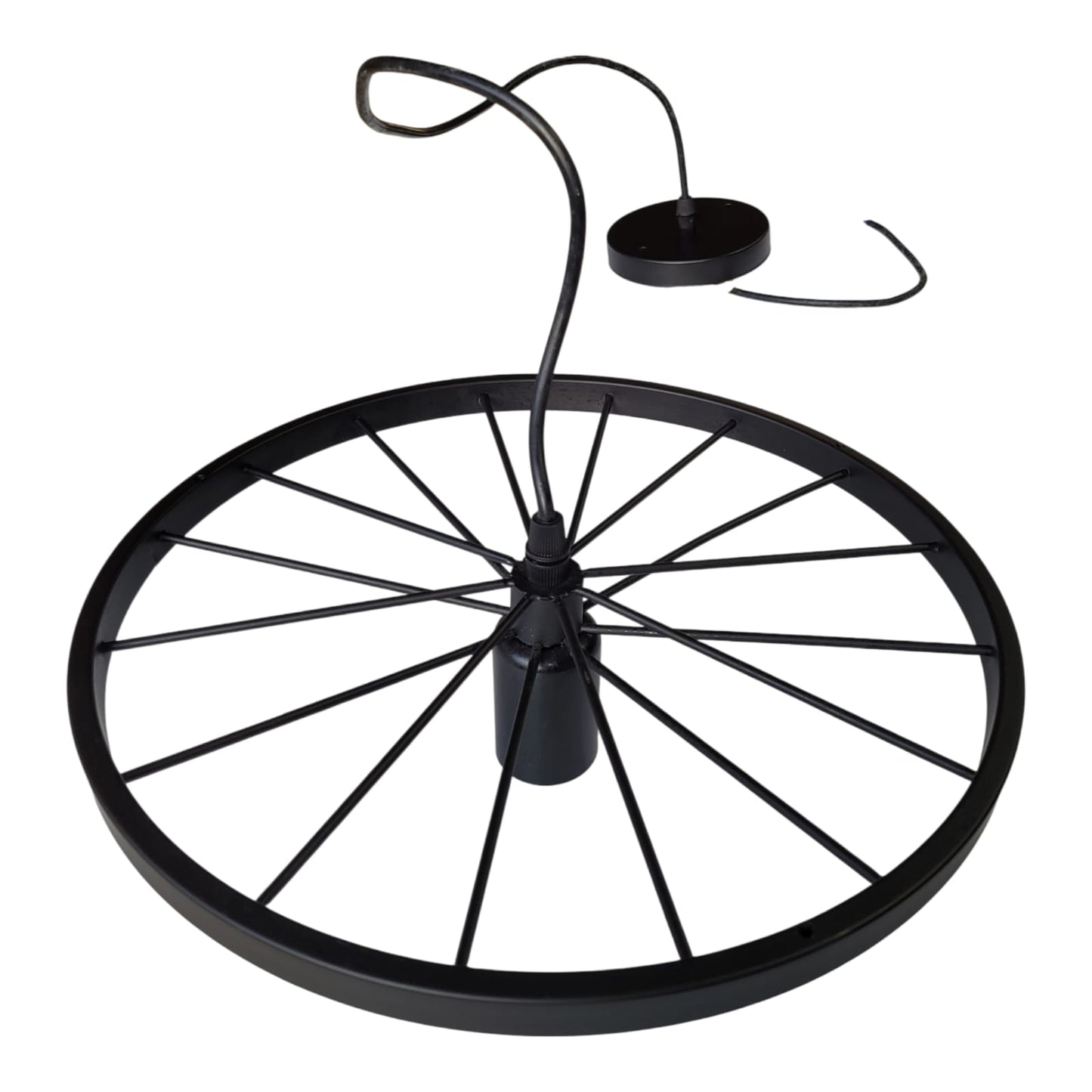 Candeeiro Pendente Industrial Roda Metal Preta E27 – Máx. 40W