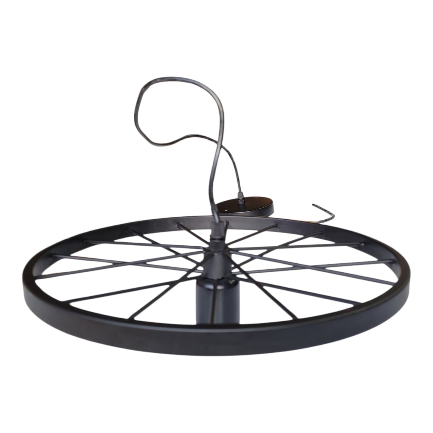 Candeeiro Pendente Industrial Roda Metal Preta E27 – Máx. 40W
