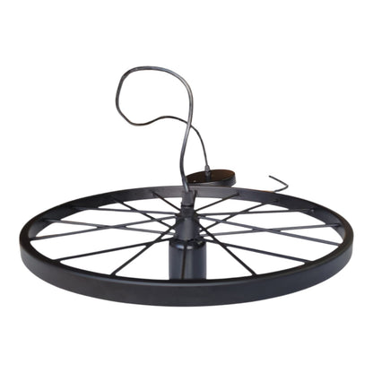 Candeeiro Pendente Industrial Roda Metal Preta E27 – Máx. 40W