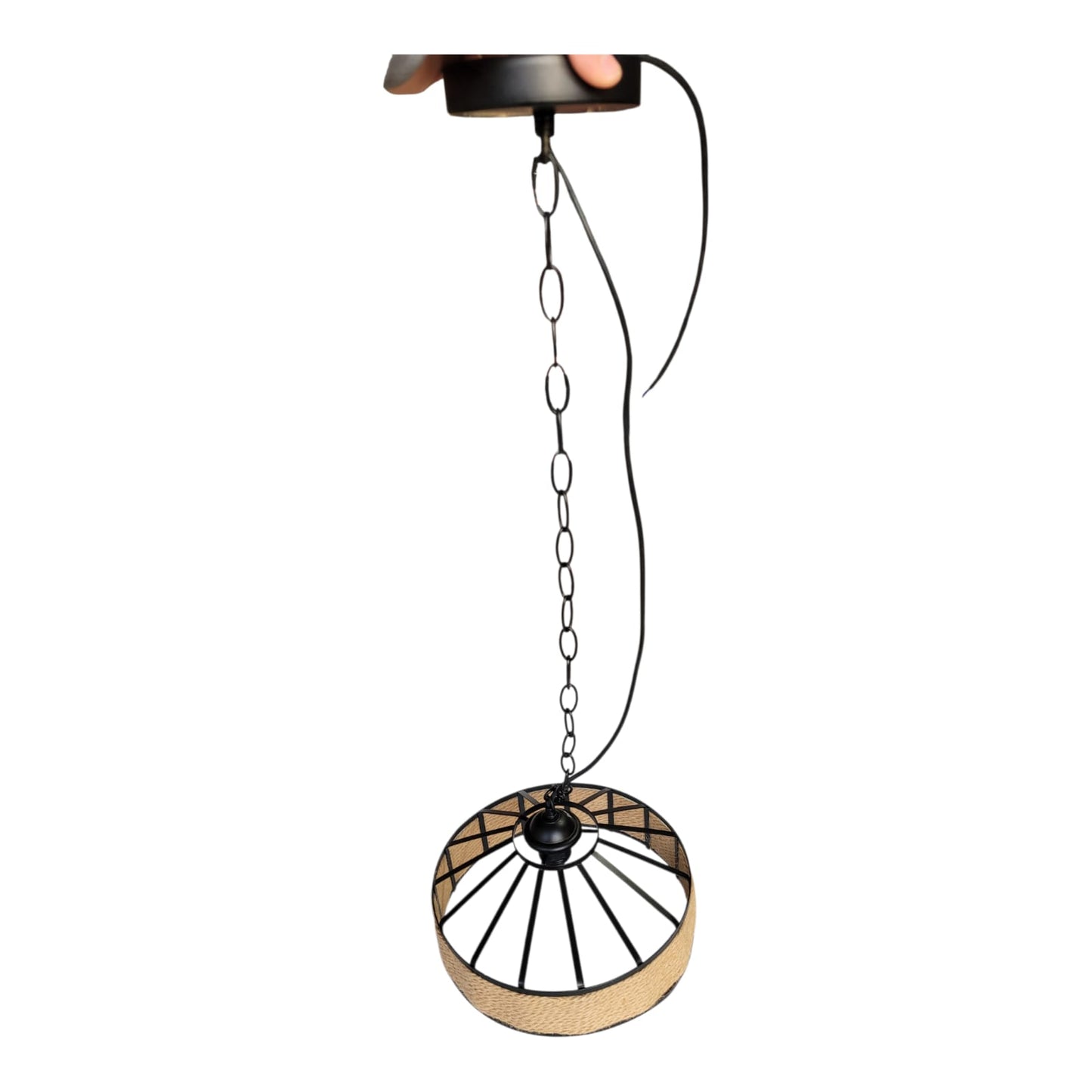 Candeeiro Pendente Roda Industrial com Corda – E27 Máx. 40W
