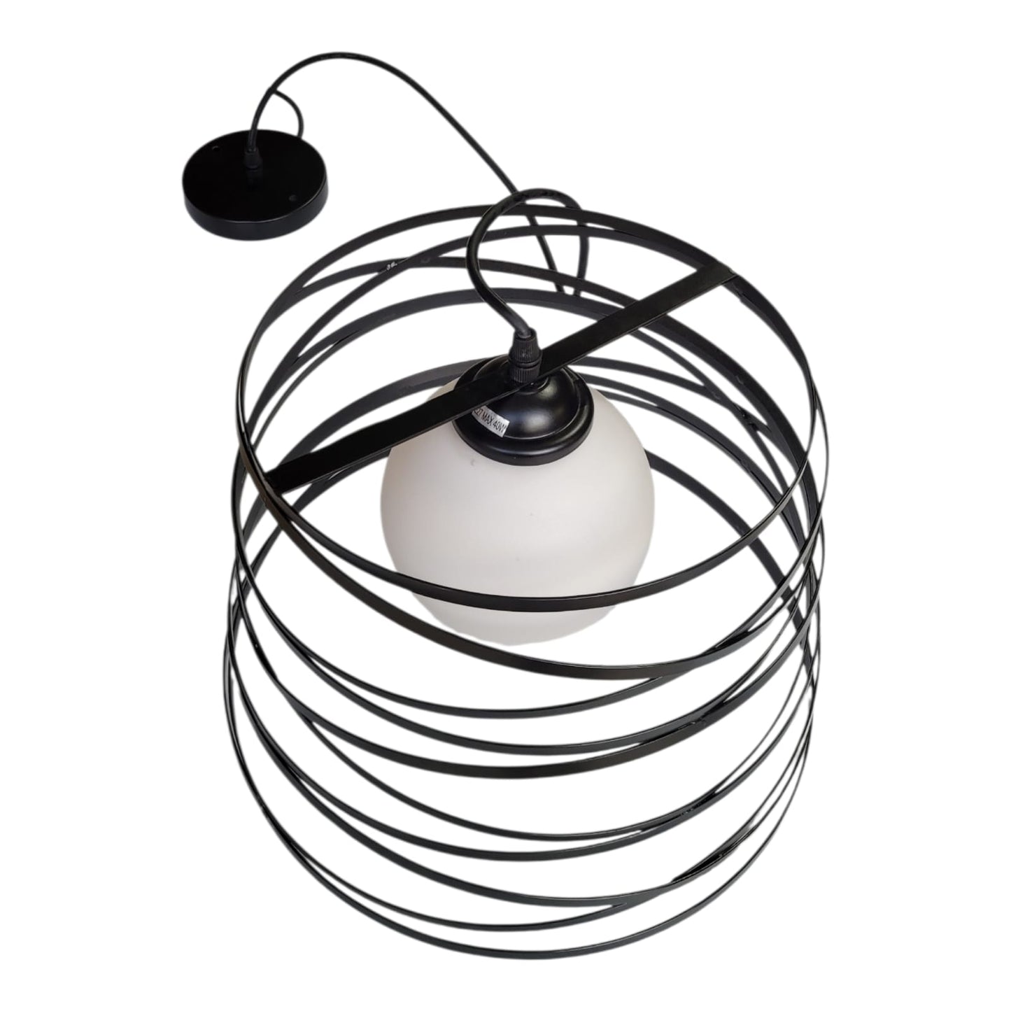 Candeeiro Suspenso Moderno – Aros Circulares em Metal Preto