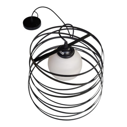 Candeeiro Suspenso Moderno – Aros Circulares em Metal Preto