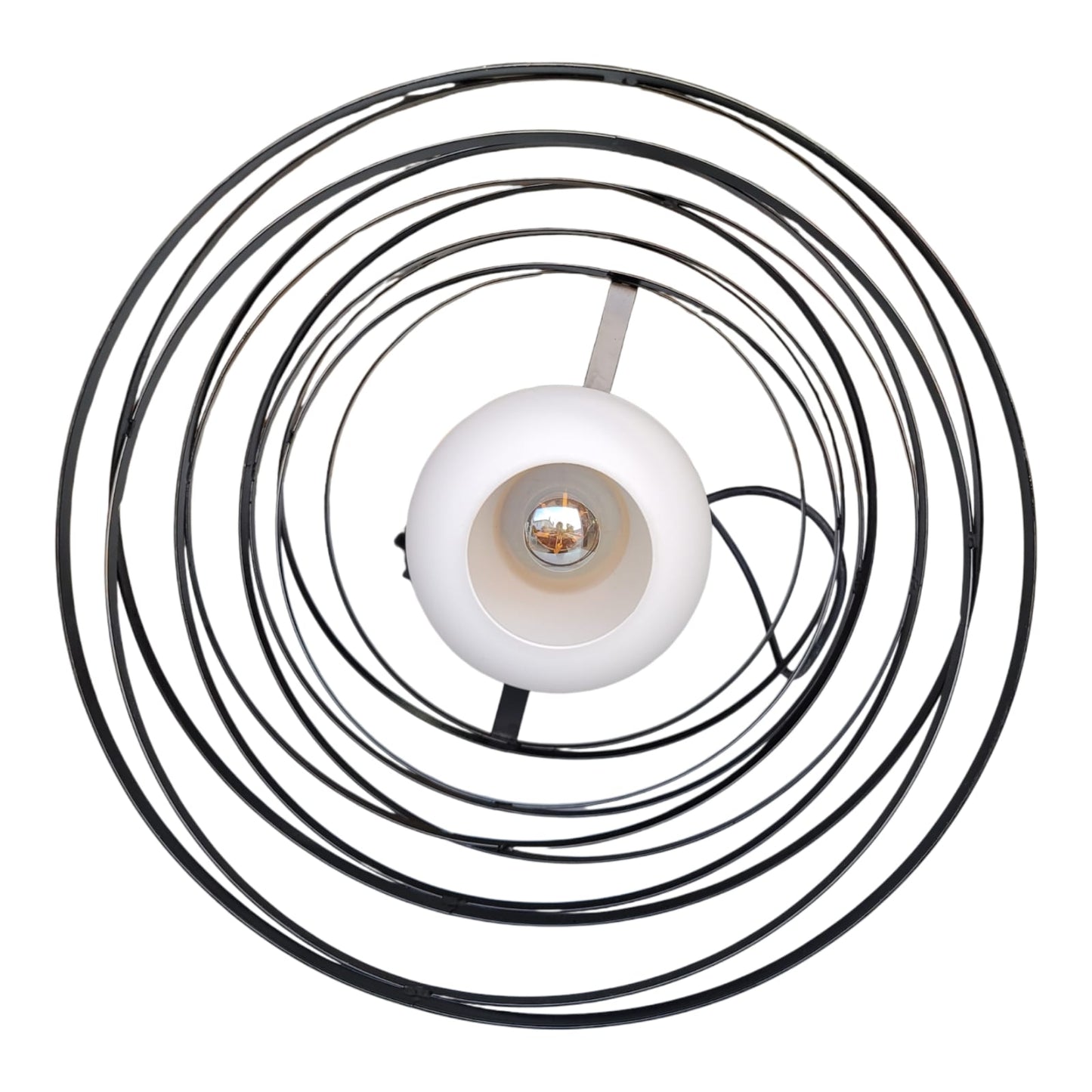 Candeeiro Suspenso Moderno – Aros Circulares em Metal Preto