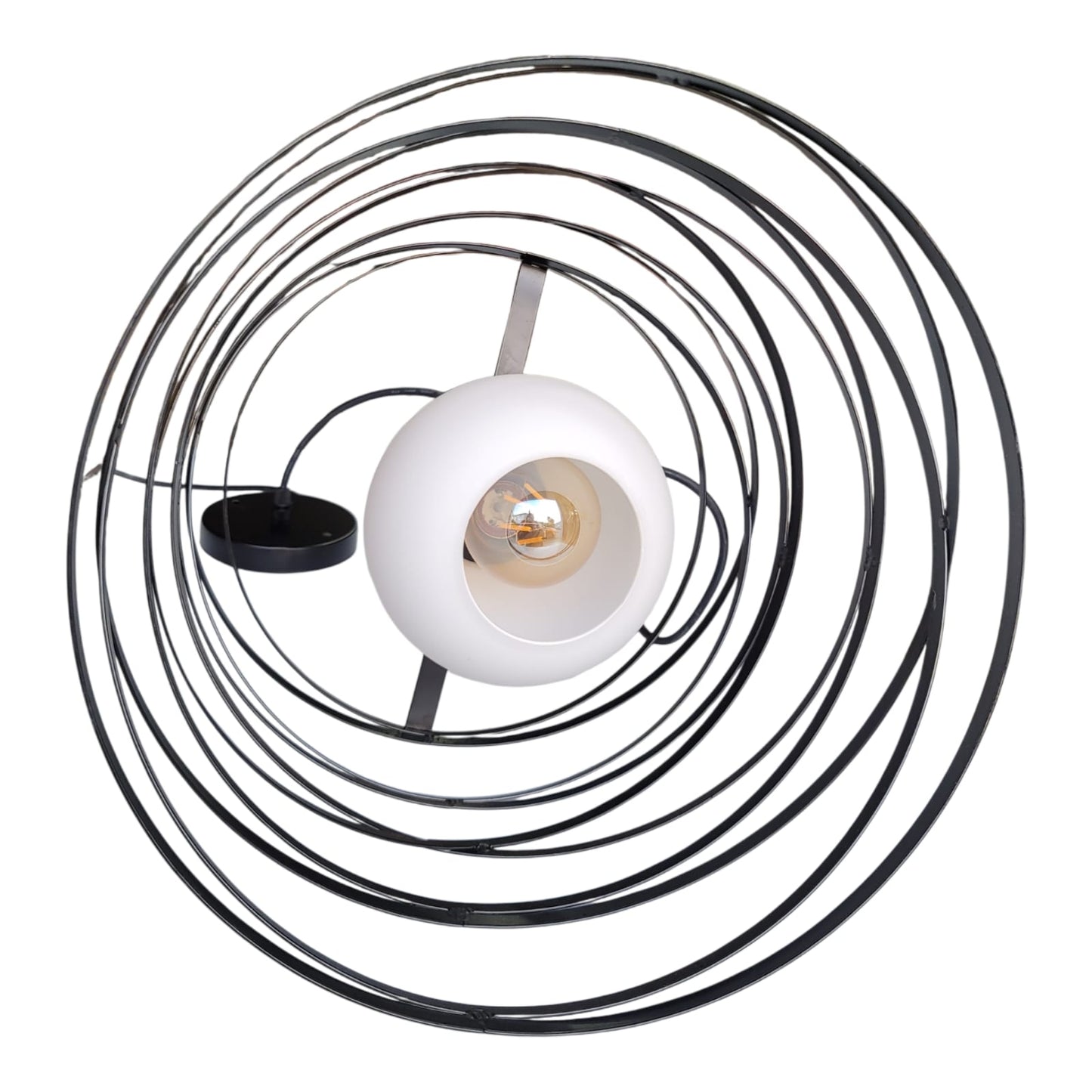Candeeiro Suspenso Moderno – Aros Circulares em Metal Preto