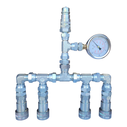 Kit de Engates Hidráulicos / CO₂ – 1 Entrada + 4 Saídas com Manómetro