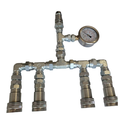 Kit de Engates Hidráulicos / CO₂ – 1 Entrada + 4 Saídas com Manómetro