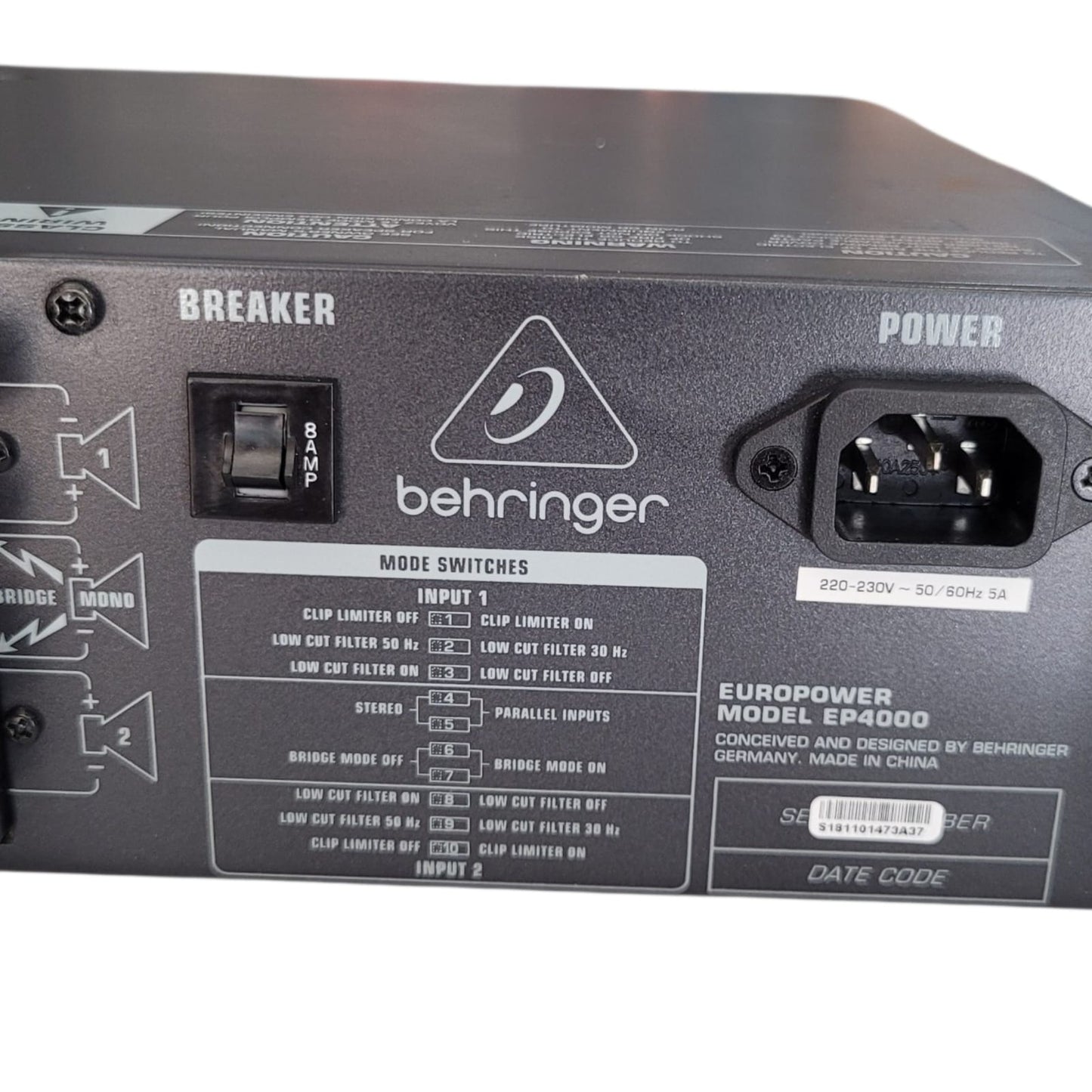 Amplificador de Potência Behringer Europower EP4000 – 2×2000W | Stereo/Bridge | Rack 2U