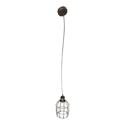 Candeeiro de Teto Suspenso Vintage Industrial – Gaiola em Metal Preto E27 (LV226) COM LÂMPADA INCLUÍDA