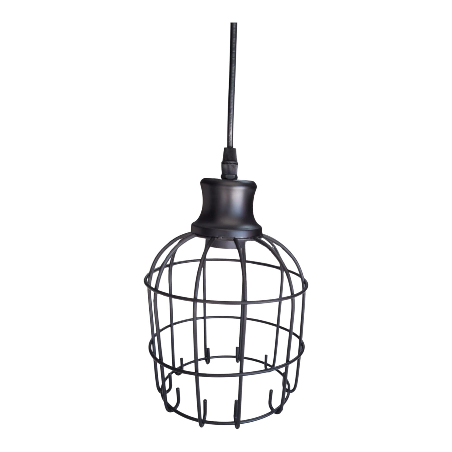 Candeeiro de Teto Suspenso Vintage Industrial – Gaiola em Metal Preto E27 (LV226) COM LÂMPADA INCLUÍDA