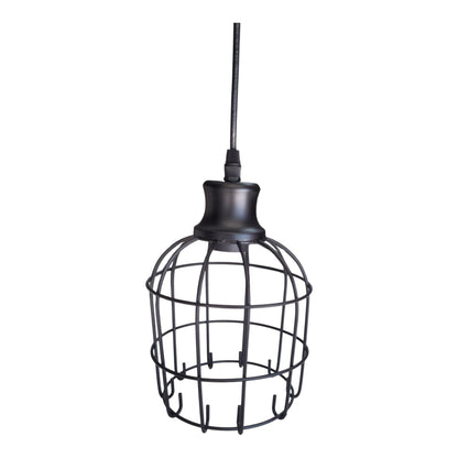 Candeeiro de Teto Suspenso Vintage Industrial – Gaiola em Metal Preto E27 (LV226) COM LÂMPADA INCLUÍDA
