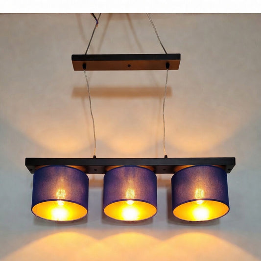 Candeeiro Suspenso 3 Luzes E27 Preto/Dourado – Gnetic Glass J933