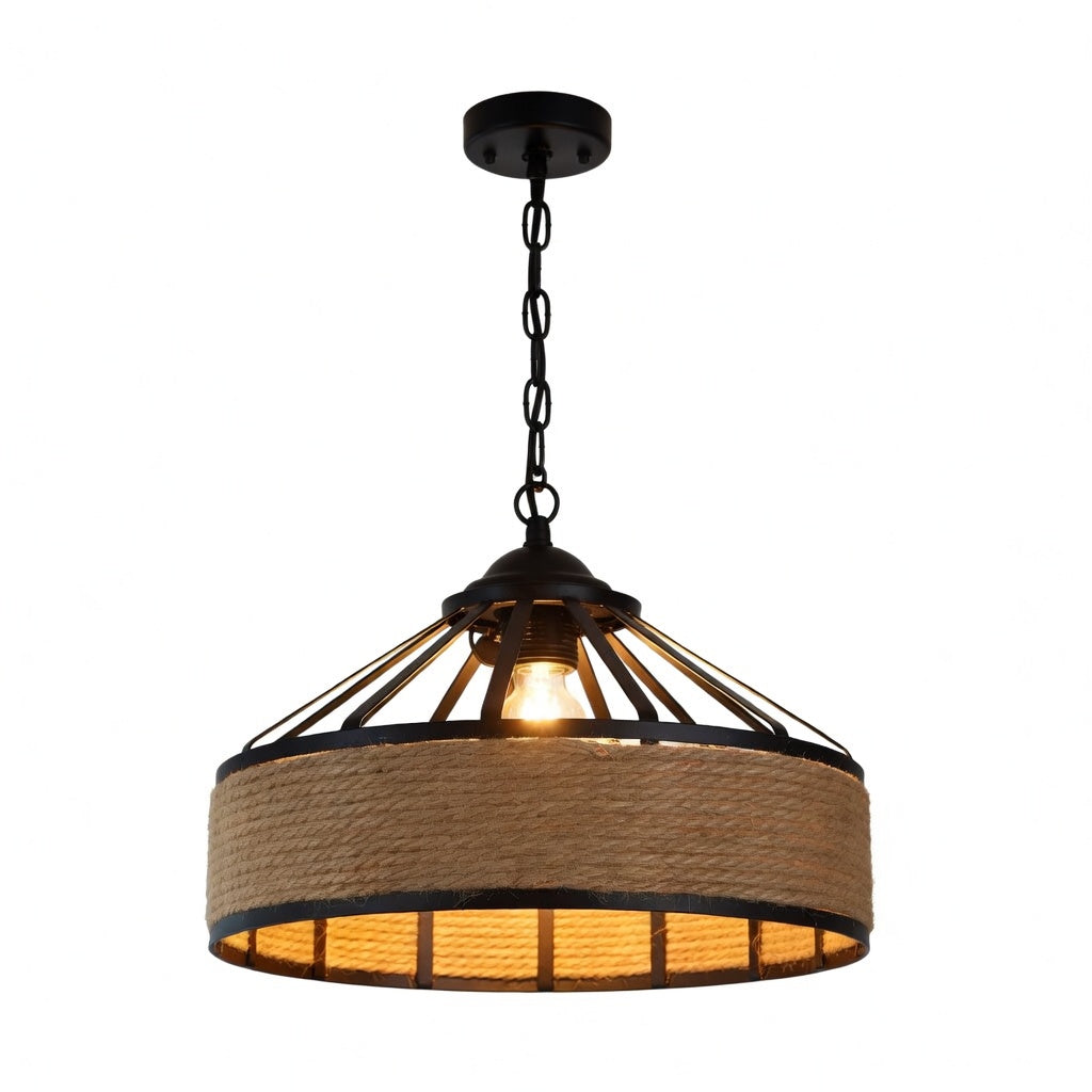 Candeeiro Pendente Roda Industrial com Corda – E27 Máx. 40W