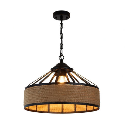 Candeeiro Pendente Roda Industrial com Corda – E27 Máx. 40W