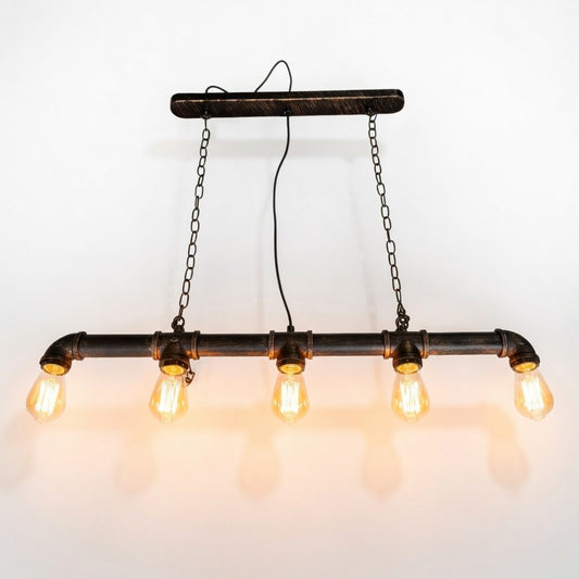 Candeeiro Suspenso Industrial Tubo 5 Focos GU10 – Estilo Vintage Pipe